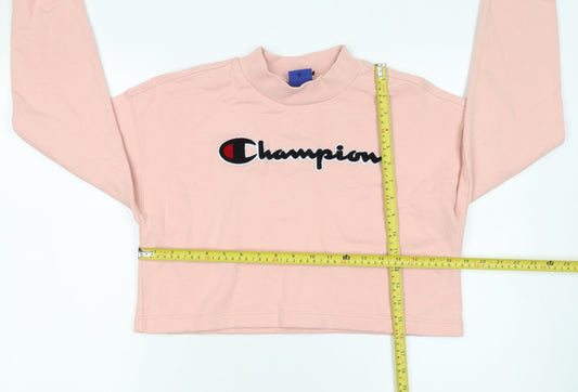 Champion Women's Pink Cropped Pullover Sweatshirt Small