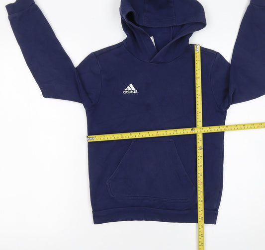 Adidas Boys Blue Pullover Hoodie 9-10 Years Regular Fit Fleece Sweatshirt