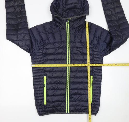 Superdry Men's Blue Hooded Puffer Jacket Medium Lightweight Down