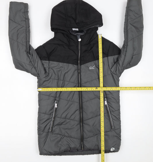 Regatta Boys Grey Hooded Puffer Jacket 13 Years Lined Water Resistant