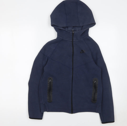 Nike Boys Blue Full Zip Hoodie Large 13-14 Years Cotton Blend Sportswear