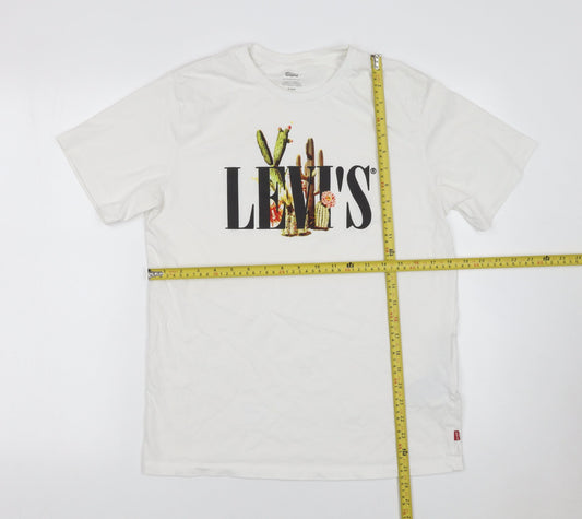 Levi's Women's White Cotton Crew Neck Graphic T-Shirt M