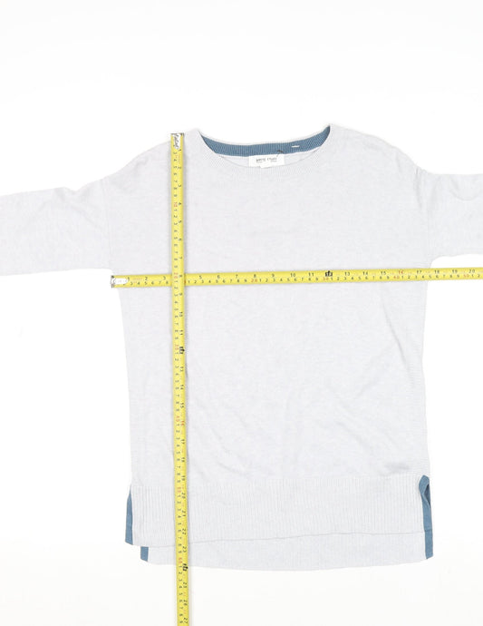 White Stuff Women's White Crew Neck Cotton Blend Jumper Size 6