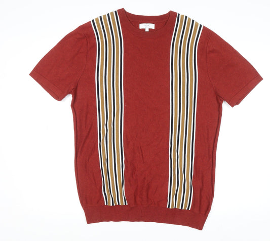 Next Women’s Red Striped Cotton Short Sleeve T-Shirt Size L