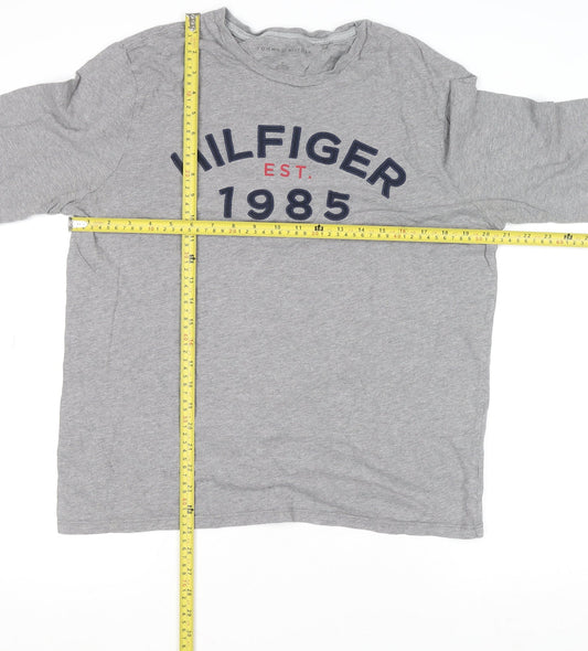 Tommy Hilfiger Men's Grey Long Sleeve Graphic Cotton Top M