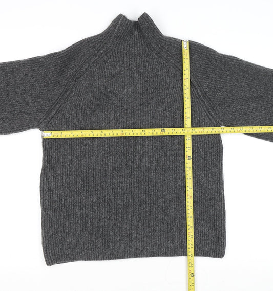H&M Women Grey Mock Neck Chunky Knit Long Sleeve Pullover Jumper XS