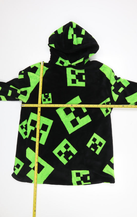 George Boys Black Green Minecraft Fleece Hooded Robe 9-10 Years