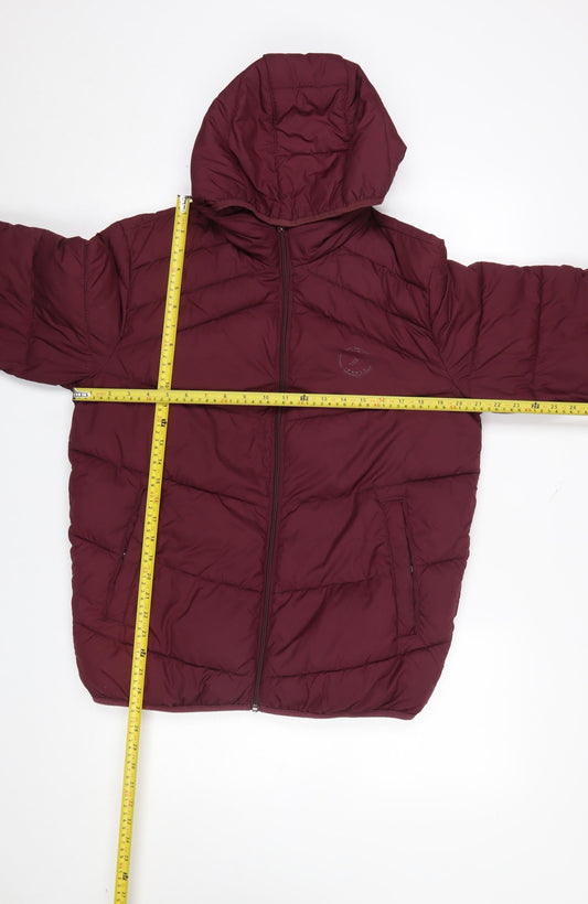 Jack & Jones Men's Red Hooded Puffer Jacket Size M Regular Fit