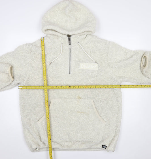 Dickies Mens Ivory Fleece 1/2 Zip Hoodie XL Hooded Sweatshirt