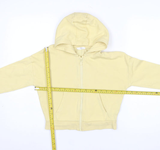 Marks and Spencer Girls Yellow Full Zip Hoodie 9-10 Years Cotton Blend