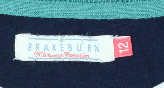 Brakeburn Women's Blue Cotton Crew Neck Jumper Size 12