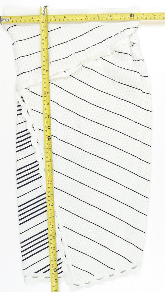 Jonathan Simkhai Women’s White Wrap Stripe Knit Skirt XS
