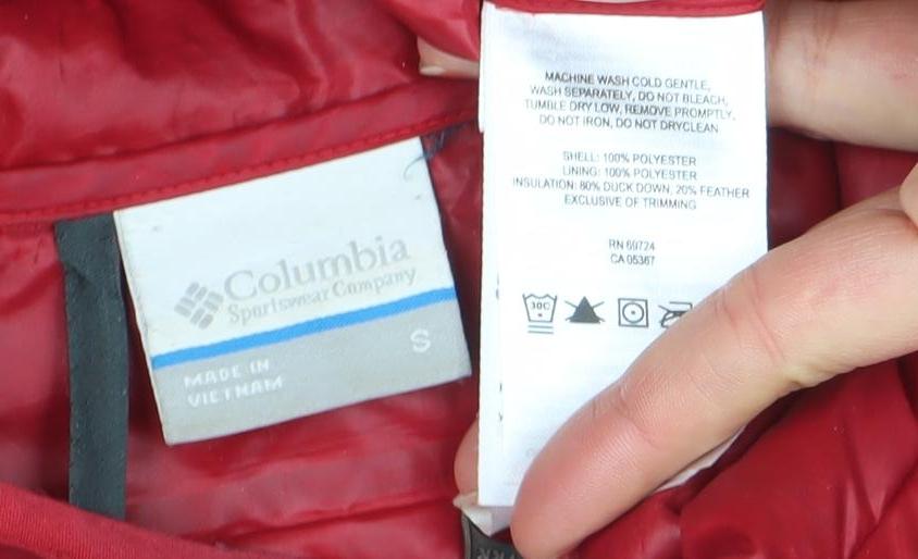 Columbia Men’s Red Puffer Down Waistcoat S Regular Fit Outdoor Vest