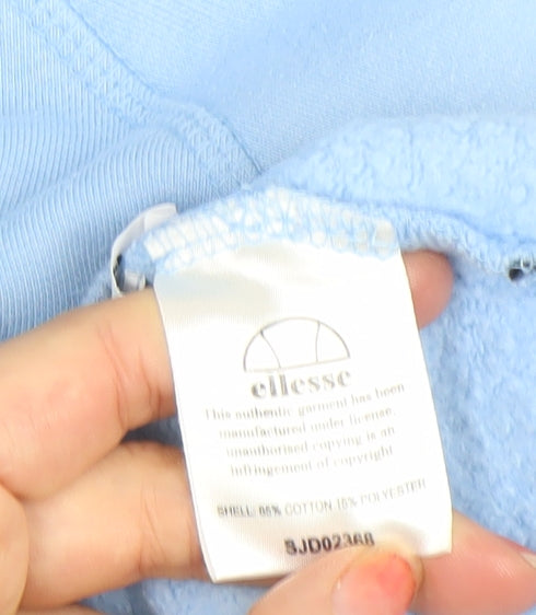 Additional view of Ellesse women’s blue hoodie, size UK 12, pullover cotton blend logo hooded sweatshirt