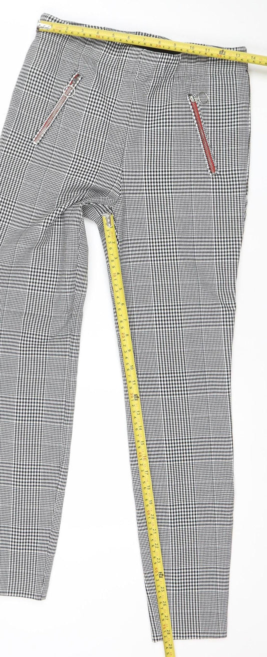 Marks and Spencer Women's Black Check Stretch Work Trousers Size 10