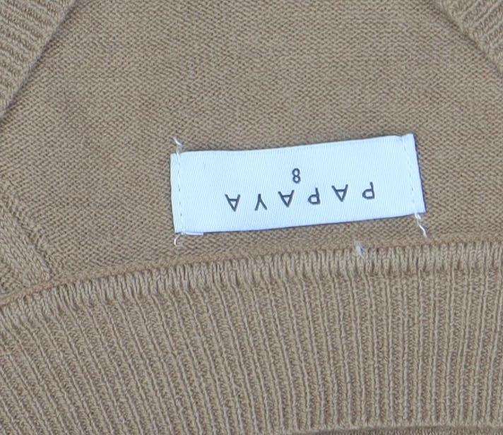 Additional view of Papaya Women’s Beige V-Neck Knit Jumper Dress, size UK 8