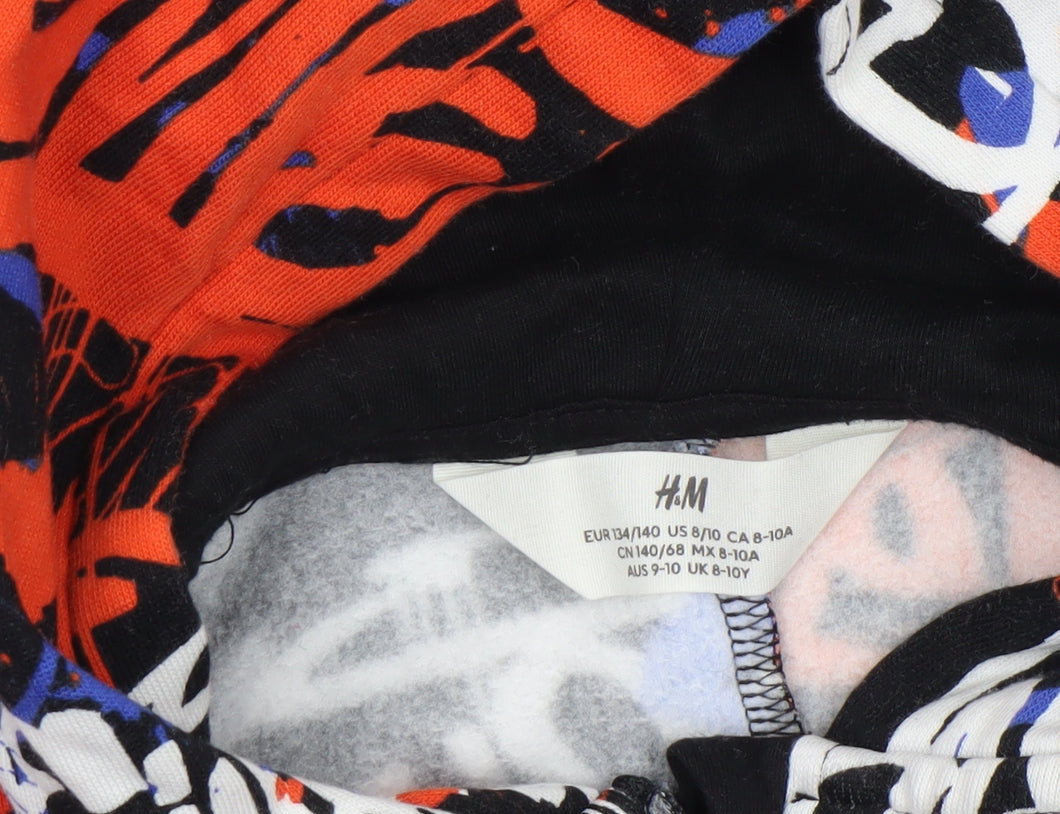 H&M Boys Multicoloured One Piece Pyjama Set Hooded 8-10 Years Graffiti Print