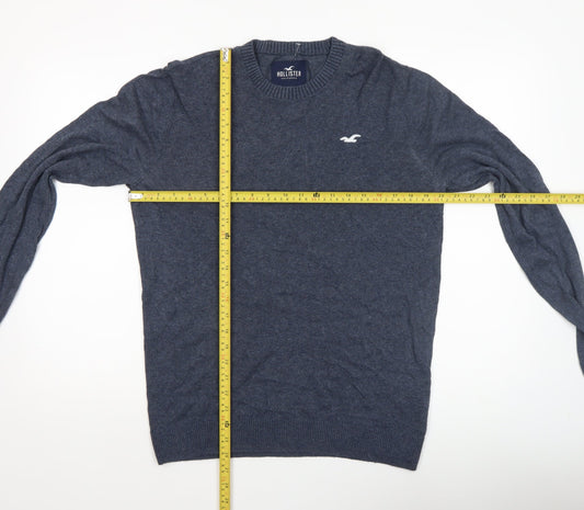Hollister Men's Blue Crew Neck Knit Pullover Jumper Size L