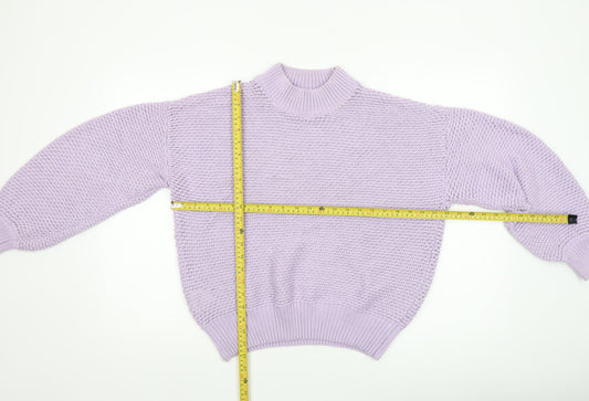MNG Women’s Purple Mock Neck Chunky Knit Pullover Jumper Size 14