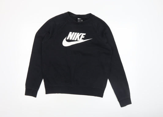 Nike Women's Black Small Pullover Sweatshirt Crew Neck Cotton Blend