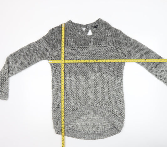 Dorothy Perkins Women’s Grey Open-Knit Long Sleeve Jumper Size 12