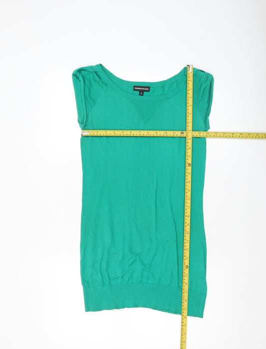 Warehouse Women’s Green Cotton Sleeveless Knit T-Shirt UK 6