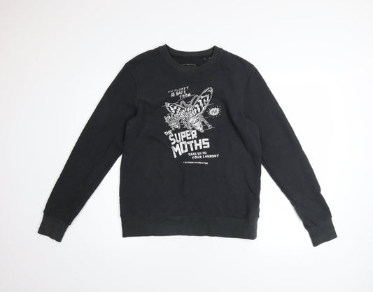 Superdry Womens Black UK 10 Graphic Pullover Sweatshirt