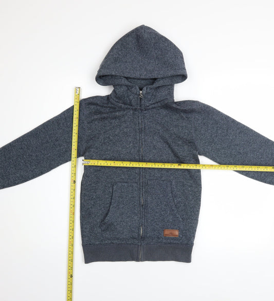 Quiksilver Boys Grey Full Zip Fleece Hoodie Size 12 Years