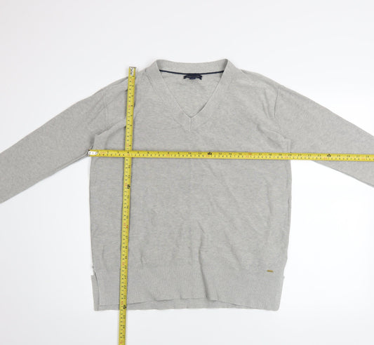 Tommy Hilfiger Men's Grey V-Neck Cotton Pullover Jumper M