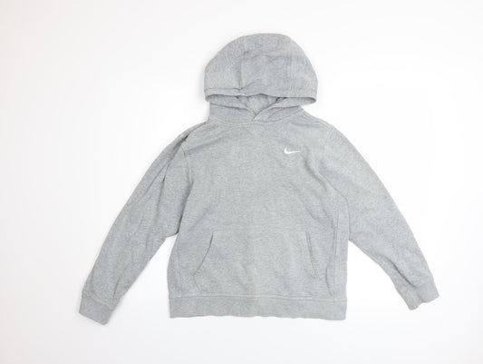 Nike Boys Grey Pullover Hoodie 12-13 Years Fleece Regular Fit