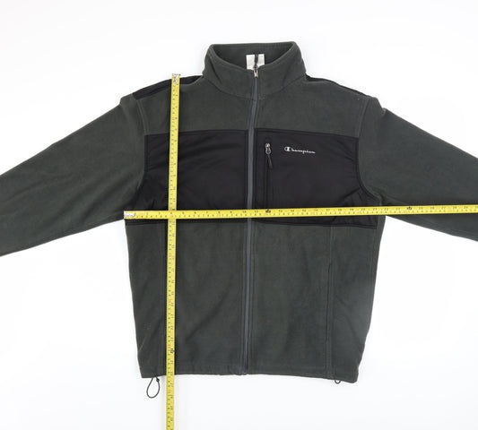 Champion Men's Grey Fleece Full Zip Jacket L Lightweight Wind Resistant