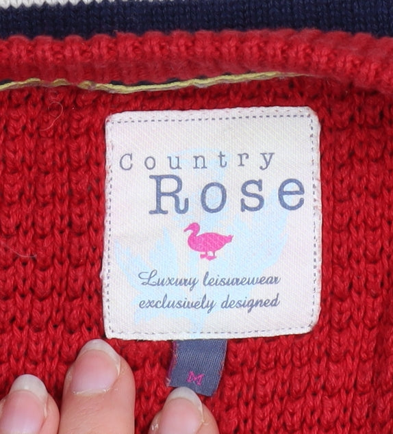 Additional view of Country Rose Women Red Navy Striped Cotton Crew Neck Jumper M