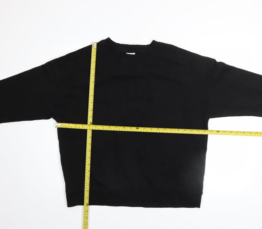 Pull&Bear Womens Black Cotton Crew Neck Pullover Sweatshirt M