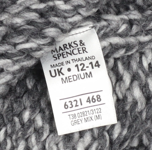 Marks and Spencer Women Grey Knit Wool Blend Belted Coatigan Size 12