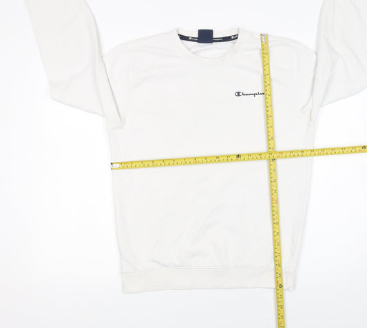 Champion Women's White Small Pullover Sweatshirt with Logo Detail