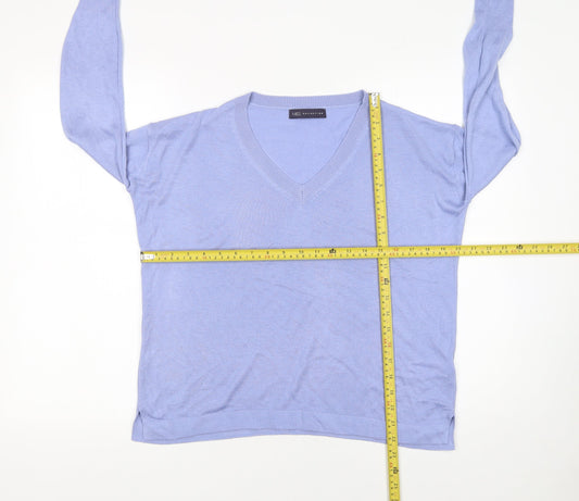 Marks and Spencer Women’s Blue V-Neck Knit Jumper Size S