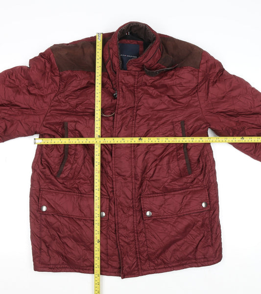 Tommy Hilfiger Men's Red Quilted Faux Leather Jacket Size L