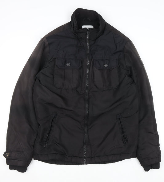 Jack & Jones Core Men's Black L Bomber Jacket Polyester Lined Zip-Up