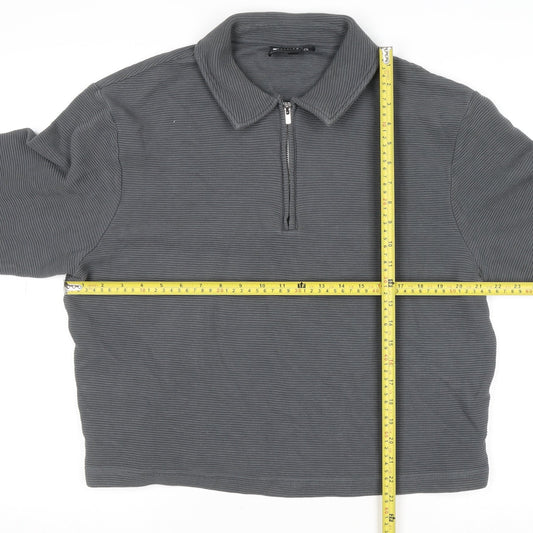 ASOS DESIGN Women’s Grey Collared 1/2 Zip Cotton Jumper Size M