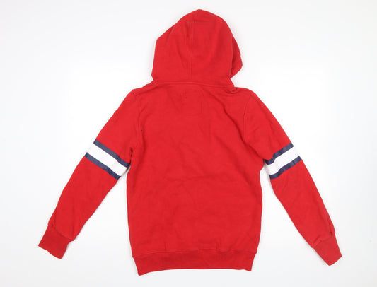Superdry Women's Red Pullover Hoodie Small Varsity Graphic Sportswear