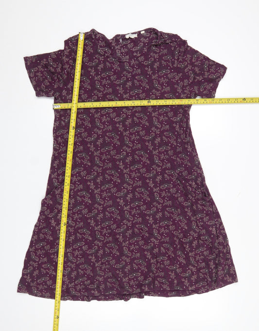 FatFace Women's Purple Paisley Cotton Modal Shift Dress Size 12