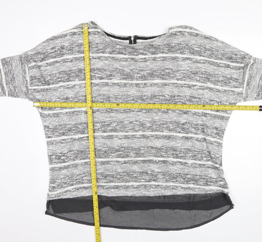 M&Co Women’s Grey Striped Knit Pullover Jumper Size 24