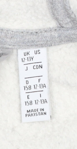Additional view of Adidas girls’ grey full zip hoodie 12-13 years sports fleece jacket