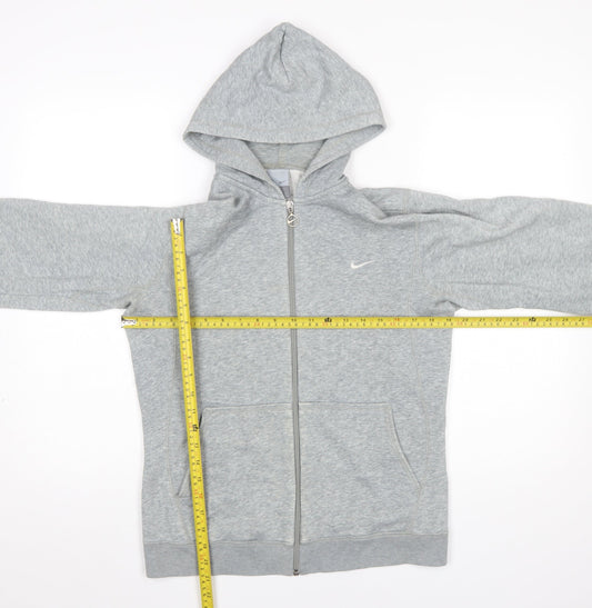 Nike Boys Grey Full Zip Hoodie L 12-13 Years Cotton Blend Sportswear