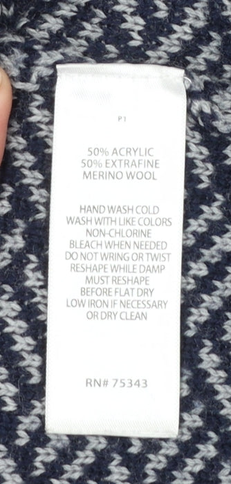 Ellen Tracy Women's Blue Geometric Knit Cardigan Size S