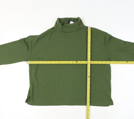 H&M Divided Women's Green Roll Neck Long Sleeve Jersey Top Medium