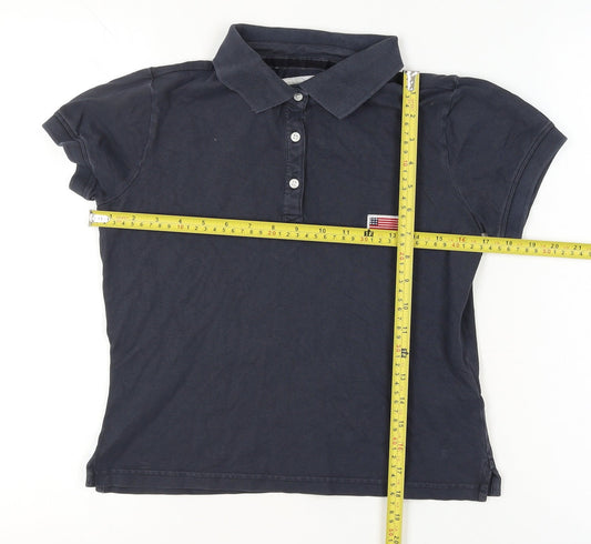 Superdry Boys Blue Polo Shirt Size L Slim Fit Vintage Logo