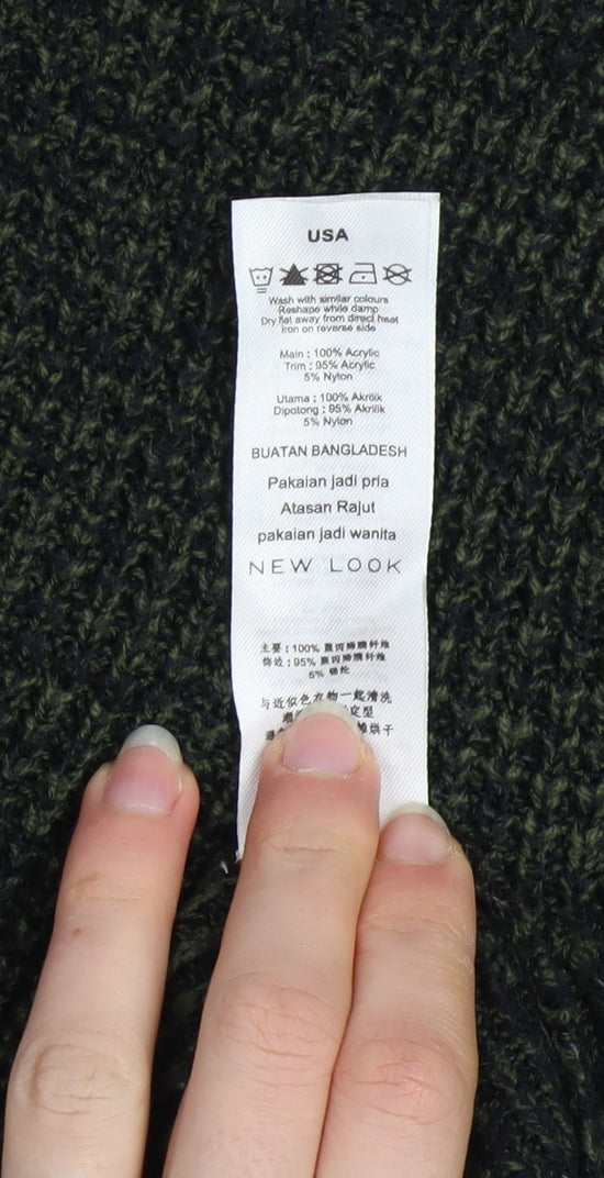 New Look Men Green Chunky-Knit Crew Neck Jumper XS