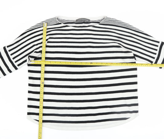 French Connection Women’s Black White Striped Knit Jumper M