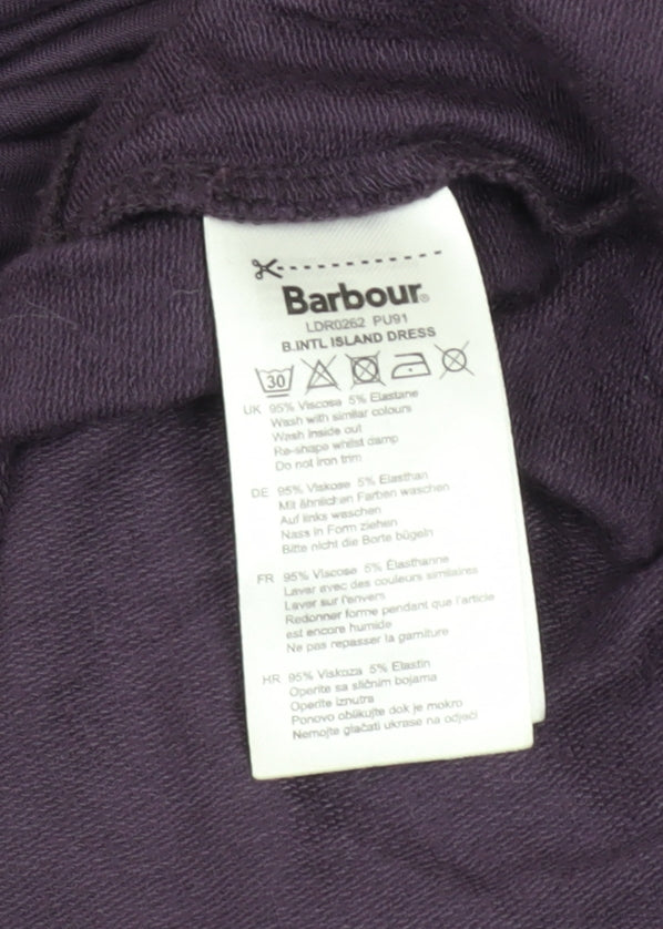 Barbour Women Purple T-Shirt Dress Size 10 Jersey Knee Length